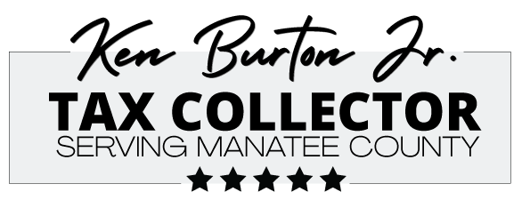 Logo: Manatee County Tax Collector, Ken Burton Jr. Innovating better ways to serve.